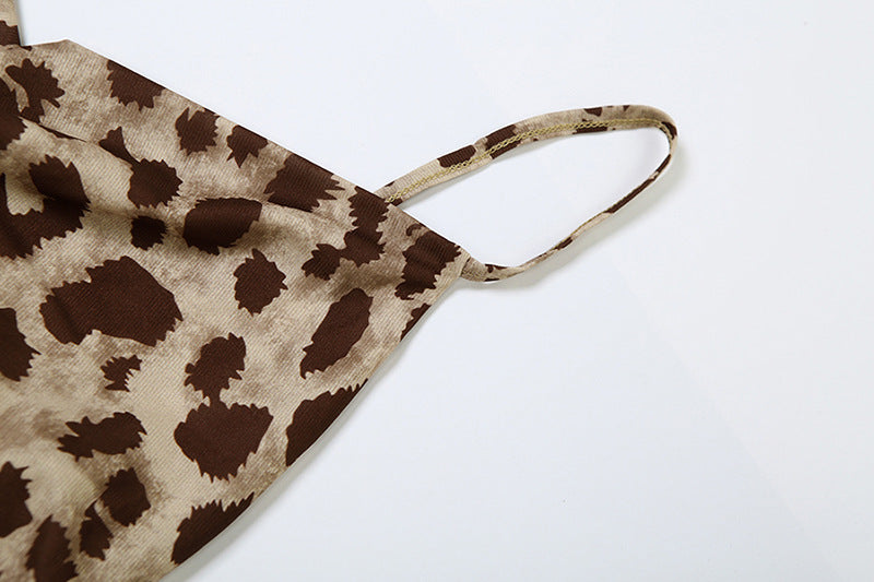 Leopard Aura Midi Dress Brown