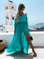 Peacekeeper Off The Shoulder Midi Dress Soft Sage