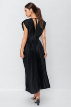 Zola Sleeveless Pleated Maxi Dress-Black