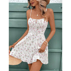 Keira Exclusive Women's Floral Dress with Adjustable Spaghetti Straps and Fitted Cut Designer Edit