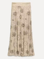 Analiz Beaded Mesh Skirt Set