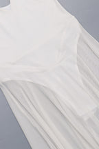 Julie Plunge Neck Semi sheer Mesh Maxi Dress