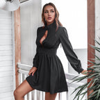 Lindy Drape Keyhole Dress Black