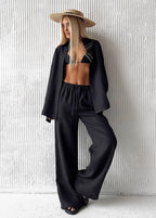 Merlot – Relaxed Cotton Shirt & Wide-Leg Pants Set