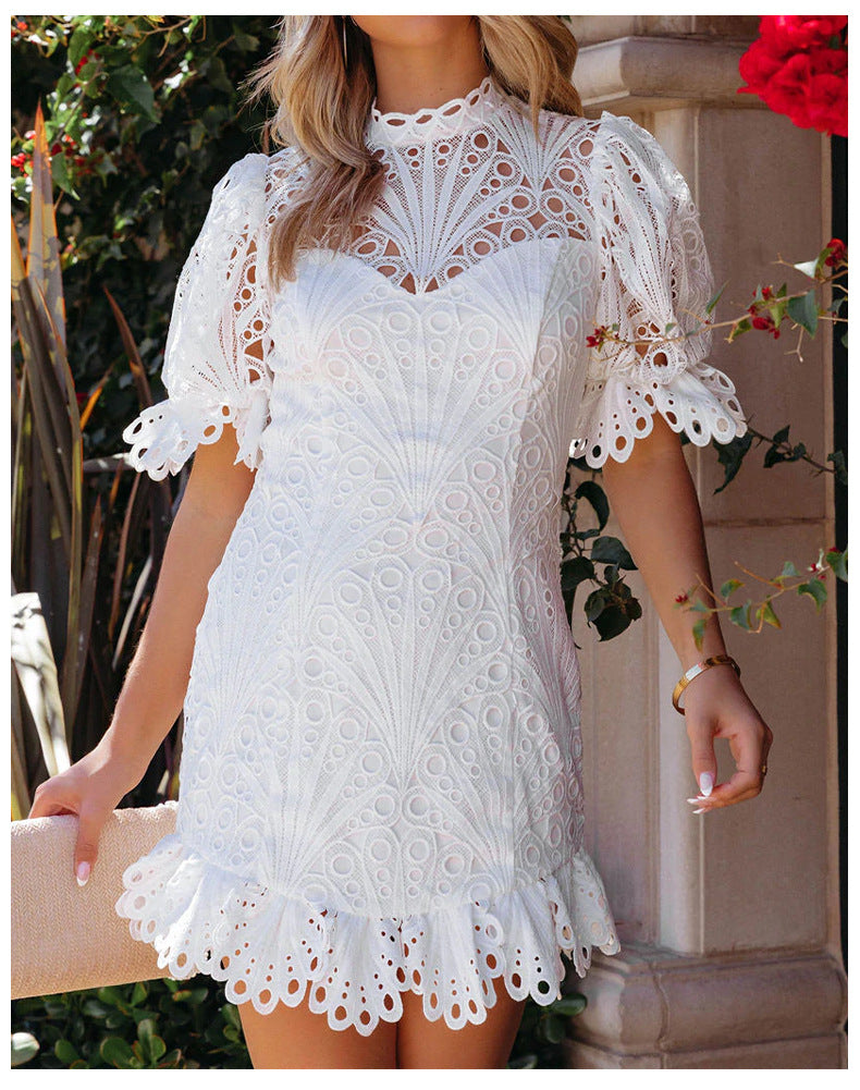 Champs lys������������������������������������es Embroidered Lace Dress