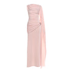 Autumn Winter Sexy Slim Waist Ribbon Pleated Solid Color Dress Elegant Dress