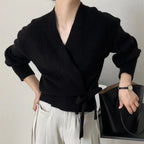 Creamy Flatwhite Wrap Tied Cardigan