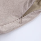 Cute Puff Sleeve Square Neck Linen Babydoll Mini Dress - Khaki