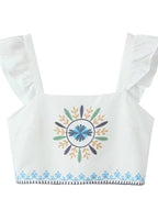 Solandra - Embroidered Two-Piece Set with Ruffle Straps