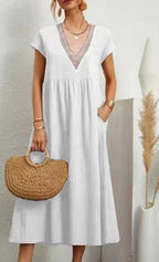Irina Effortless Short Sleeve V Neck Dress Statement Occasion Edit
