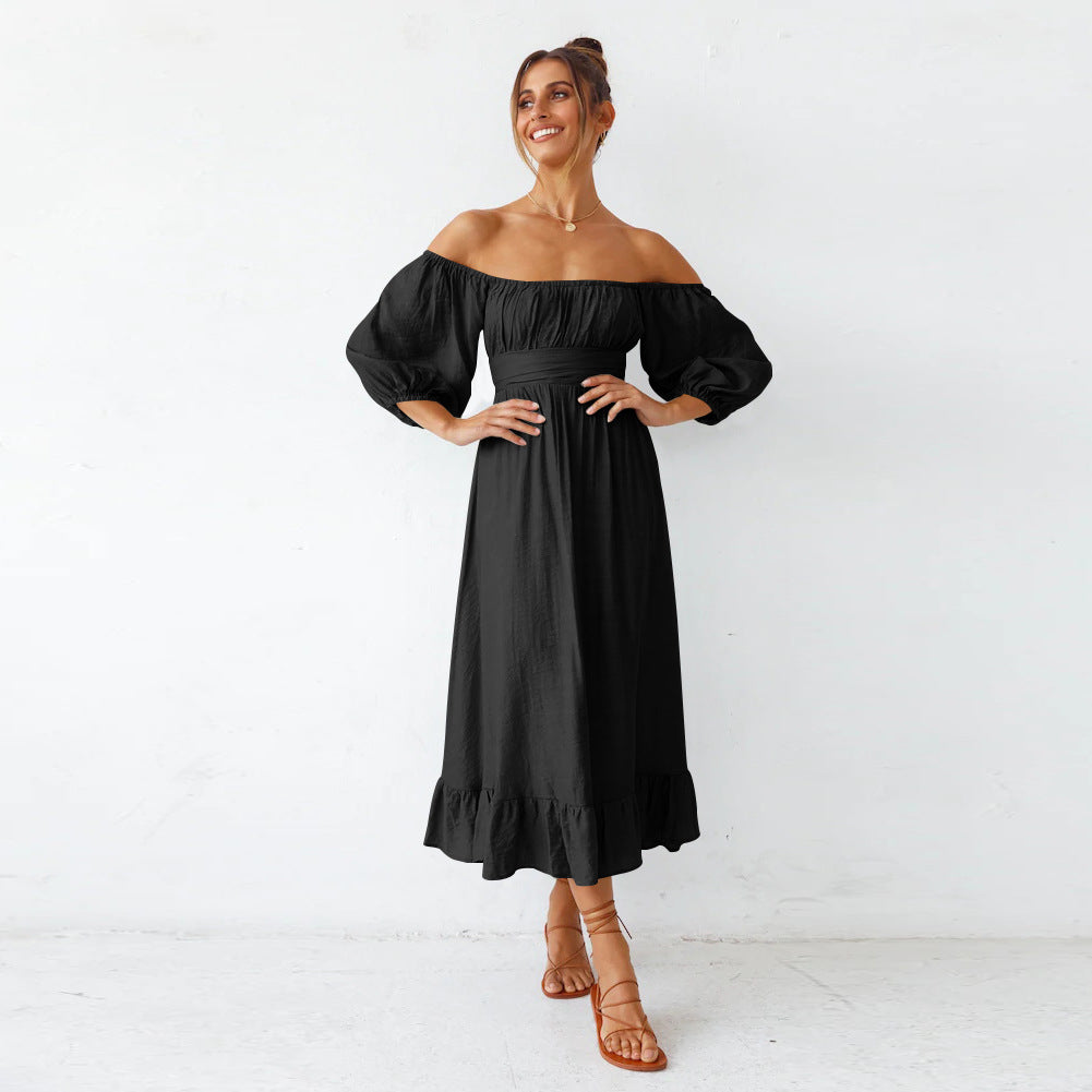 Samantha Puff Sleeve Midi Dress Black