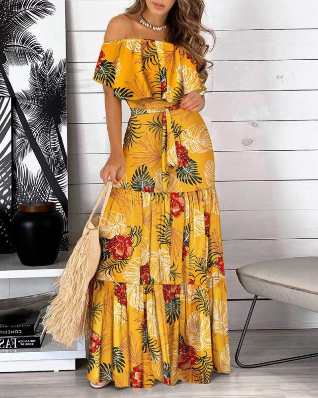 You Glow Girl Floral Off The Shoulder Maxi Dress Yellow