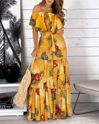 You Glow Girl Floral Off The Shoulder Maxi Dress Yellow