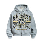 Vintage Graffiti Letter Print Zip Hoodie
