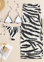 Sahara Mirage - Zebra Bikini Set with Sheer Maxi Skirt