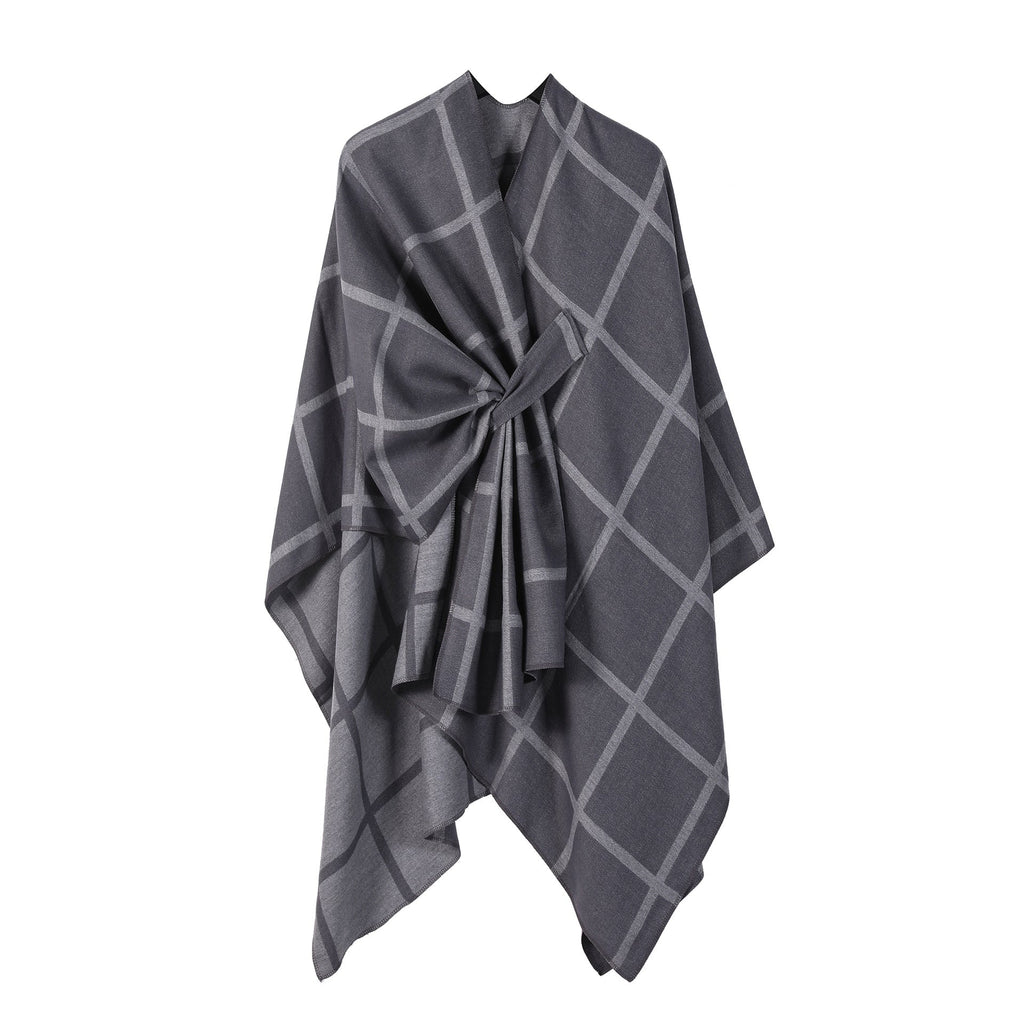 Bestselling Sidetied Plaid Split Cape Warm Crossborder Scarf