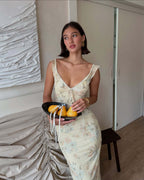 Retro Print Fitted Slip Dress