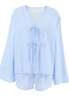 Skyla - Lightweight Cotton Lounge Set with Tie Front Top