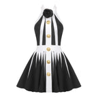 French Halter Vest Dress Waist Slimming A Expansion Dress Sleeveless Knitted Jacquard Dress