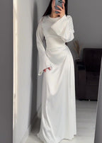 Aurora Satin Long Sleeve Maxi Dress
