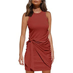 Rosalía Exclusive Women's Sleeveless Twisted Draped Mini Dress Everyday Luxe Edit