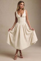 Heavy Embroidery Slim Fit Suspender Dress