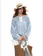 Nautical Lace-Up Striped Top