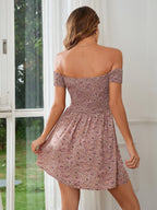Weiss Floral Shimmer Tie Dress Burgundy