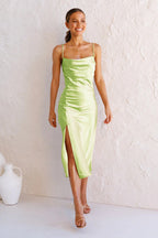 Nessa Asymmetrical Midi Slip Dress Mint