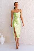 Nessa Asymmetrical Midi Slip Dress Mint