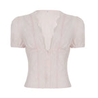 Ellarae Lace Puff Sleeve Crop Top