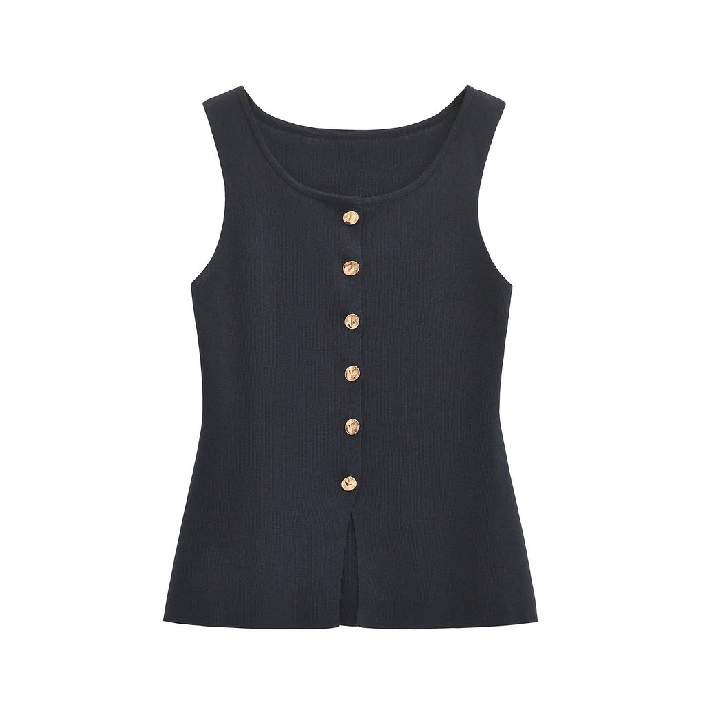 Neely Gold Button Knit Vest