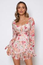 Esperanza Floral Adjustable Balloon Sleeve Dress