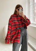 Bold Red Plaid Oversized Shirt