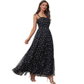 Suspender Dot Mesh High Waist Office Cami Dress