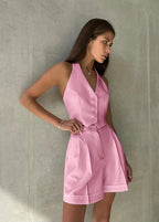 Sierra – Tailored Halter Vest & Shorts Set