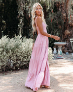Sunshower Cotton Tiered Maxi Dress Dusty Rose
