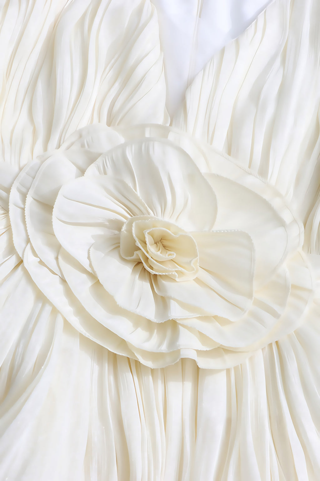Clark White 3D Flower Pleated Mini Dress