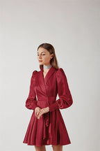 Meet And Greet Satin Drape Dress Wine