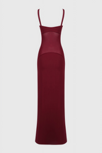 Eirand Red Halter Mesh Maxi Dress