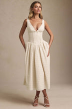 Heavy Embroidery Slim Fit Suspender Dress