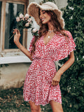 Layva Printed Ruffle Tiered Dress Mauve