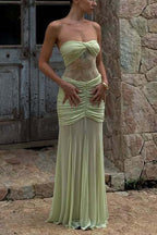 Fashion Lace Splicing Sexy Sleeveless Off-shoulder Slim Maxi Dress