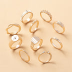 10-Piece Alloy Zirconia Statement Ring Set
