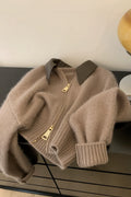 Mahogany Polo Knit Cardigan