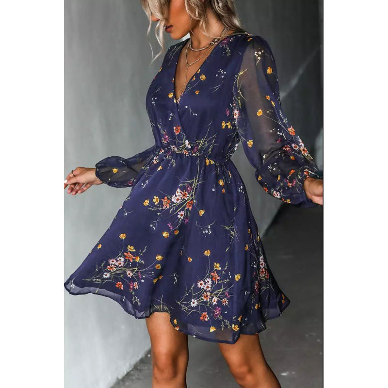 Trinidad Elevated Women's Floral Print Mini Dress with Transparent Sleeves Occasion Wear