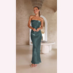 Bright Silk Bandeau Maxi Dress