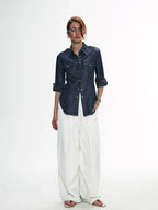 Military-Style Denim Shirt