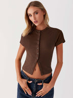Elegance Short-Sleeved Knit Top