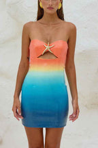 Gradient Sequin Sexy Off-the-shoulder Hollow Slim Mini Dress